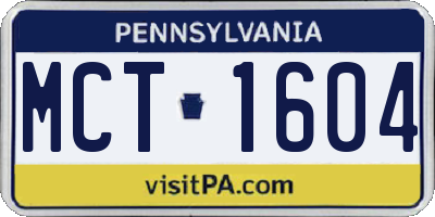 PA license plate MCT1604