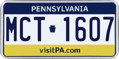 PA license plate MCT1607