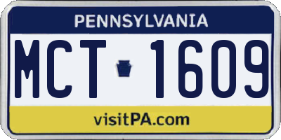 PA license plate MCT1609