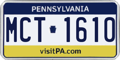 PA license plate MCT1610