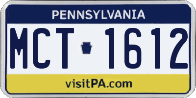 PA license plate MCT1612