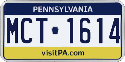 PA license plate MCT1614