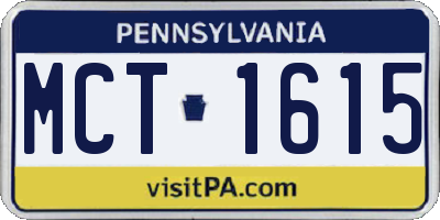 PA license plate MCT1615