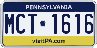 PA license plate MCT1616