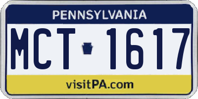 PA license plate MCT1617