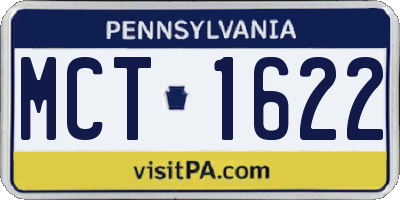 PA license plate MCT1622