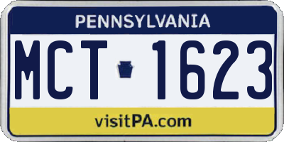 PA license plate MCT1623