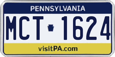 PA license plate MCT1624