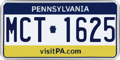 PA license plate MCT1625