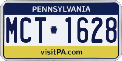 PA license plate MCT1628