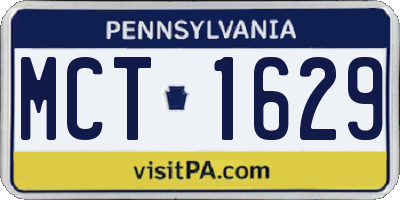 PA license plate MCT1629