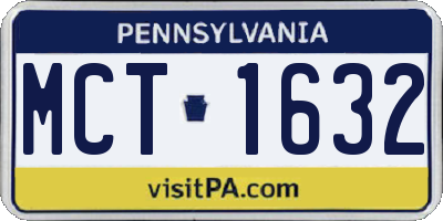 PA license plate MCT1632