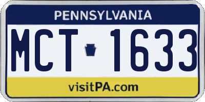 PA license plate MCT1633