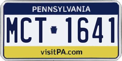 PA license plate MCT1641