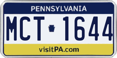 PA license plate MCT1644