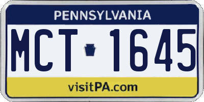 PA license plate MCT1645