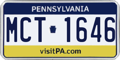 PA license plate MCT1646