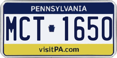 PA license plate MCT1650