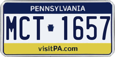 PA license plate MCT1657