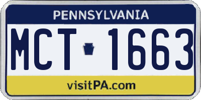 PA license plate MCT1663