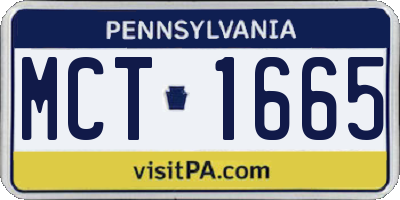 PA license plate MCT1665
