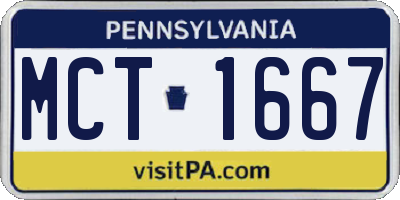 PA license plate MCT1667
