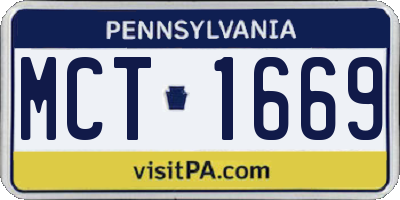PA license plate MCT1669