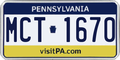 PA license plate MCT1670