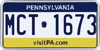 PA license plate MCT1673