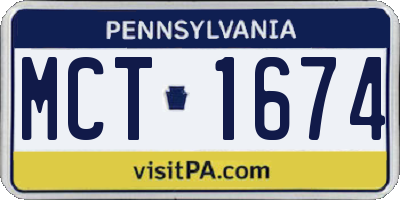 PA license plate MCT1674