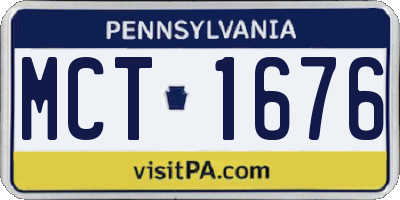 PA license plate MCT1676