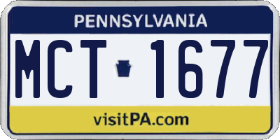 PA license plate MCT1677