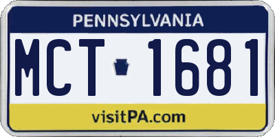 PA license plate MCT1681