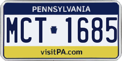 PA license plate MCT1685