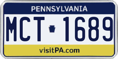 PA license plate MCT1689
