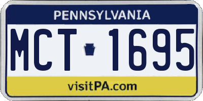PA license plate MCT1695