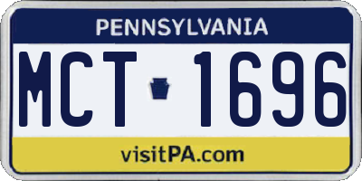 PA license plate MCT1696