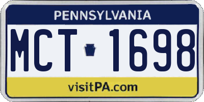 PA license plate MCT1698