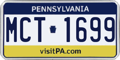 PA license plate MCT1699