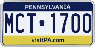PA license plate MCT1700