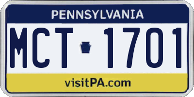 PA license plate MCT1701