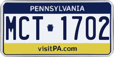 PA license plate MCT1702