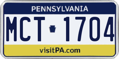 PA license plate MCT1704