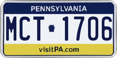 PA license plate MCT1706