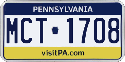 PA license plate MCT1708