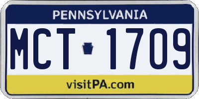 PA license plate MCT1709