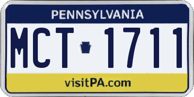PA license plate MCT1711