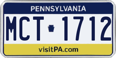 PA license plate MCT1712