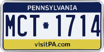 PA license plate MCT1714