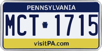PA license plate MCT1715